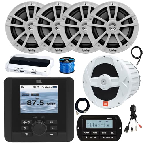 Enrock Marine JBL JAM5000N Marine Bluetooth Receiver with Speakers and Subwoofer White