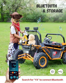 ELEMARA 24V 2 Seater XL Electric Off-Road UTV for Kids Mustard