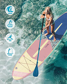Highpi Inflatable Stand Up Paddle Board Vertically Center-Folded SUP Pink Wood