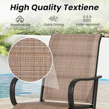 Patio Swivel Bar Stools Set of 6，All-Weather Outdoor High Bistro Stools with Textilene Fabric for Outside, Beach, Lawn, Poolside and Garden (Black/Chestnut)