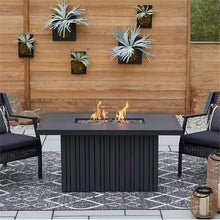 Pemberly Row 52" Rectangle Aluminum Propane Fire Pit Table, Black Coral Finish, 50000 BTU, Weatherproof Outdoor Patio Coffee Table with Burner Lid, Lava Rock, Storage Cover, Adjustable Flame Height