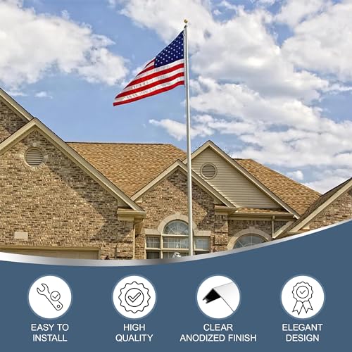 Super Tough Commercial Grade 20ft Sectional Flagpole Clear Finish