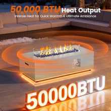 42" Rectangular Outdoor Propane Fire Pit Table with LED for Outside Patio