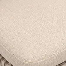 Outdoor Escape Beige Costa Counter Stool, Removable Seat Cushion, Solid Teak and Metal Frame, Ecru Weave, Patio Dining