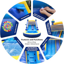 HXDOGSP Inflatable Water Slide Commercial Grade: Water Bounce House for Adults and Teenagers - Big Pool, Premium PVC, Wet & Dry, Blower Included - for Backyard Outdoor Birthday Party, Castle Style