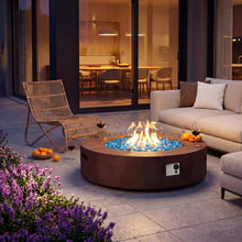 COSIEST Outdoor Propane Fire Pit Coffee Table w Dark Bronze 40.5-inch Round Base Patio Heater, Certified, 50,000 BTU Stainless Steel Burner, Wind Guard, Aqua Blue Fire Glass, Waterproof Cover