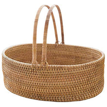 GUANKAOBING Simple Rattan Hand Basket Picnic Basket Living Room Bedroom Desktop Storage Basket Shopping Basket