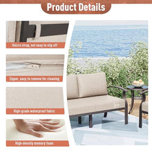Kurapika Aluminum Patio Furniture Set 10-Seat Modern Metal Outdoor Conversation Set with Propane Fire Pit Table, Swivel Rocking Chairs, Sectional Sofa Sand