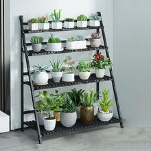 ZOCWJK Ladder Plant Stand 4Tier Wooden Planter Holder Flower Pot Display Shelf for Home Patio Lawn Garden Balcony Plant Stand Indoor,Black-100cm