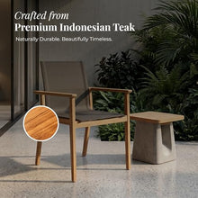 POVL Outdoor Menlo Stacking Sling Dining Armchair - Indonesian Grade A Teak, Weather Resistant Chair with Comfortable Seat for Patio, Deck, Garden & Balcony - Pack of 6