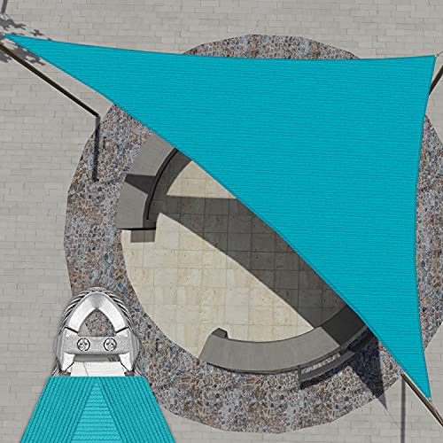 Patio Paradise 36' x 46' x 58.4' Triangle Super Ring Sun Shade Sail Turquoise, Large Shade Canopy Outdoor Heavy Duty Strengthen UV Block Fabric A-Ring Metal Spring Reinforcement - Customized