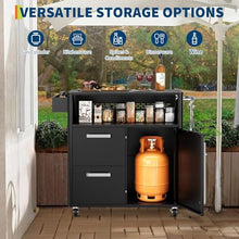 Mobile Outdoor Kitchen Cart - Premium Stainless Steel Prep Table with Single Door & Dual Drawers - Rolling BBQ Station w/ 2 Locking Wheels for Grilling & Serving