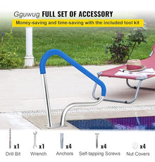 MSHOSAC Swimming Pool Grab Rail, Stainless Steel Handrail with Self-Tapping Screws for Safe Access & Stability in Garden & Backyard Pools