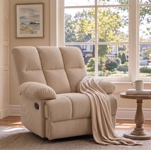 NicBex Queen Manual Rocker Recliner Chair with Adjustable Backrest, Camel