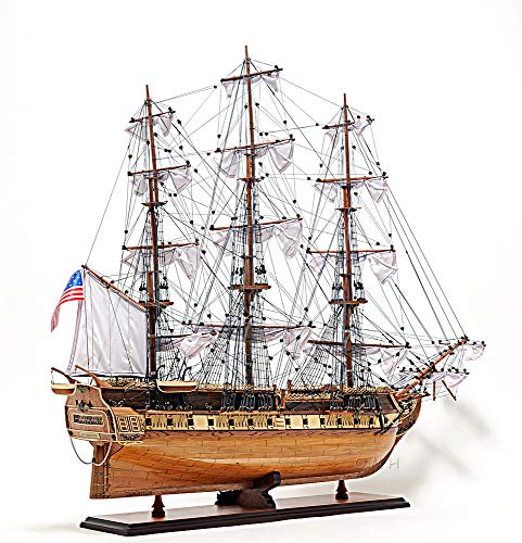 Old Modern Handicrafts USS Constitution Ship Model with Display Case Multicolor