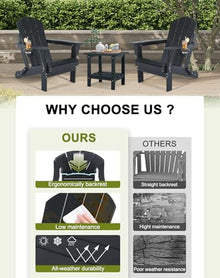 ABCPATIO Set of 6 Adirondack Chair HDPE Cup Holders Heavy Duty Patio Black