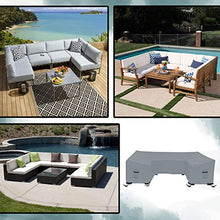 Patio U Shape Sofa Cover 18 Oz Waterproof - 100% UV & Weather Resistant Customize Outdoor Sofa Cover with Air Pockets and Drawstrap with Snug Fit (33" H x 150" W x 40" D, Grey)