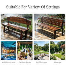 YYBHKHBY Outdoor Bench 47" Solid Wood Bench One-Piece Panel,Hardwood Benches with Backrest Cast Iron Chair Legs,Weather-Resistant Bench for Patio Furniture Garden Decor,Brown 1,47.2x12.2x27.9In