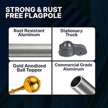 Super Tough 25ft 11 Gauge Heavy Duty Aluminum Flagpole, Black Powder-Coated