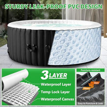 Inflatable Hot Tub with LED Lights, 2-4 Person Round Blow Up Portable Hot Tub, Leak-Proof PVC Outdoor Spa with 120 Strong Air Jets, Heater Pump and Insulated Cover, 71” X 71”X 25”