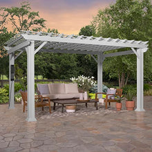 Backyard Discovery Hawthorne 14' x 10' Galvanized Steel Pergola Kit with Shade Sail Canopy White