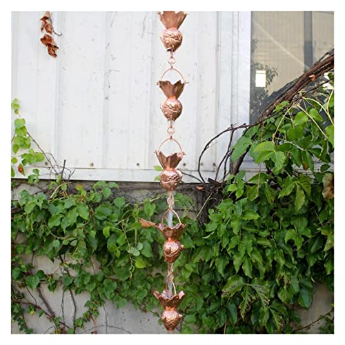 LZPHGB Rain Chain, Rain Chains for Downspouts Decorative Iron Gutter Chain 8.5ft Copper for Outside Functional and Replacement for for Exterior Gutters,R 2.6m