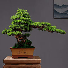 Simulation Welcoming Pine Bonsai Plant Ornament Ceramic Flowerpot Faux Plants for Office Restaurant Home Decoration 19.7" H House Plant