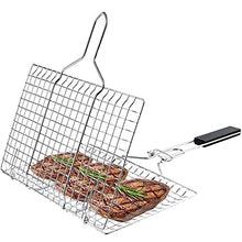OEKFVCHVZ Grilling Net BBQ Grill Fish Basket Folding Portable Stainless Steel with Handle Outdoor Campin