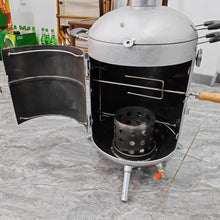 AoForce Charcoal Grill Pellet Smokers S-Shaped Door Design 360° All-Around Grilling Diameter 32CM Equipped with Thermometer and Grill Rack Stainless Steel Material Smoker(Silver)