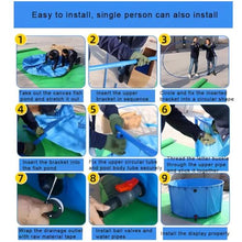 Zfmnoyev Canvas Fish Pond Circular Thickening Pool, Pond Pool Above Ground, Large Collapsible Outdoors Swimming Pool with Steel Bracket, Easy to Install, for Store up Water Irrigation(1.5x1m-1700L)