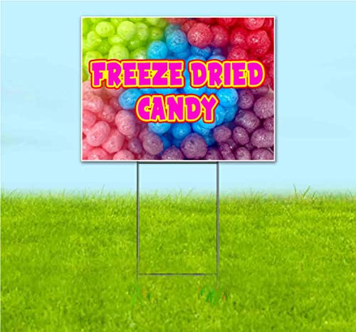 Freeze Dried Candy (18" x 24") Yard Sign, Quantity Discounts, Multi-Packs, Includes Metal Step Stake, Bandit, New, Advertising, USA | Food, Treat, Snack, Sweets