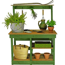 Rustic Gardening Workbench Outdoor Potting Table with Tool Hooks - Wooden Patio Furniture (Natural Redwood Frame)