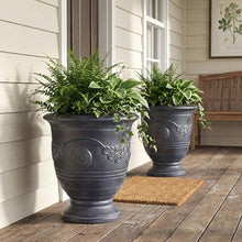 Christopher Knight Home Rewol Round Concrete Planter Set of 2, 2 Pack Garden Flower Pot with Drainage Hole, Patio Urn Planter for Outdoor Plants, Outdoor Planter Box, No Assembly, Antique Black