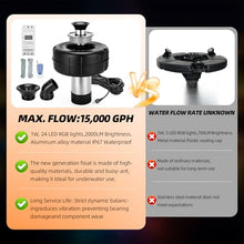 Pond Fountain Aerator with Lights, 1HP 15000 GPH, RGB, Large Ponds & Lakes