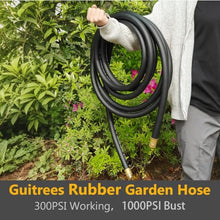Guitrees 100FT ×1 inch Heavy Duty Rubber Garden Hose - 200psi Working, 1000psi Burst - Hot/Cold Water - Five-Layered Braiding for Durability - Versatile for Gardening, Agriculture, Construction(Black)