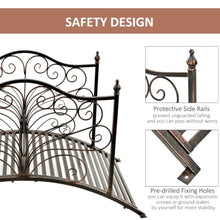 Hassyee Scrollwork Metal Arch Backyard Bridge with Decorative Silhouette & Weight Bearing Support for Creek Landscaping, Compact Garden Bridge with Integrated Side Rail Accents for Private Courtyard