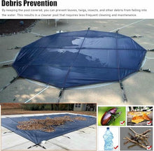 GAZOGJ Dustproof Pool Protector Pool Cover Winter Inground Pool Safety Cover for Rectangle/Oval/Kidney Shaped Pools, High Strength Pp Mesh, Solid Safety Pool Covers, Hardwa,Blue-5m x 9m/16ft x 29.5ft