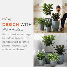 Emissary Home and Garden 27.5 in. Soft Blue Ceramic Round Planter (27.5 in. L x 27.5 in. W x 33.5 in. H) with Drainage Hole