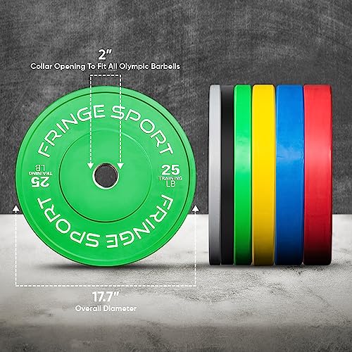 OneFitWonder Bumper Plate Set Virgin Rubber Steel Insert Strength Training Equipment (230)