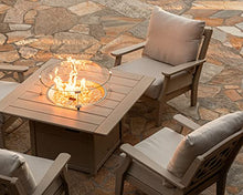 Martha Stewart by POLYWOOD Chinoiserie Outdoor Deep Seating Chair with Cushion, Slate Grey/Natural Linen, Durable and Comfortable HDPE All-Weather Patio Furniture for Deck, Backyard, Made in the USA