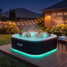 EZLIFE 4–6 Person Square Inflatable Hot Tub with Multicolor LED Lights
