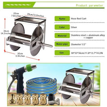 Heavy Duty Wall Mounted Hose Reel Truck with Storage Platform, Stainless Steel Small Pipe Manager, Garden Hose Reel (Hose Cart+30m Pipe)