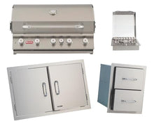 Bull Outdoor Products Premium Outdoor Kitchen Bundle – Brahma 90,000 BTU Built-In Grill Head, Double Drawer with Reveal, 38" Double Doors, Single Side Burner, 304 Stainless Steel – LP