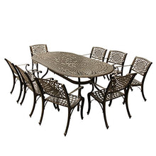 Oakland Living Contemporary Modern Mesh Lattice Oval Eight Arm Chairs Outdoor Aluminum Patio Dining Set Bronze