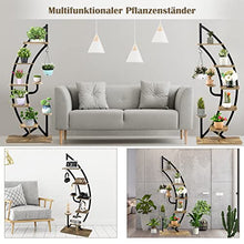 OJKJGYTF Plant Stand 6 Tier Flower Stand, Half Moon Metal Plant Stand with Shelves & Hooks, Plant Shelf, Flower Shelf, Flower Stairs, Plant Stairs for Living Room, Bedroom, Balcon