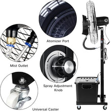 KUYBTU Outdoor Mist Fanindustrial Outdoor Misting Fan, Patio Portable Floor Misting Fans, 6400 Cfm with 42L Tank, 4 Casters, Cooling Floor Fan 3-Speed for Backyards, Patios and -65cm/26in
