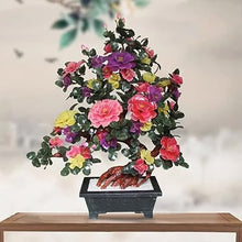 SYRIS Simulation Potted Plants Bonsai Tree Lobby Crafts Jade Carving Peony Bonsai Living Room Home Snei Decorations Office Floor Decorations Fake Plant Greenery Decor for Desk