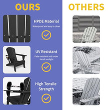Kingdura Foldable Adirondack Chair, Portable HDPE All Weather Resistant Outdoor Patio Chair, Wooden Textured with Cup Holder, 380LBS Capacity for Poolside, Backyard, Deck, Fire Pit (Black)
