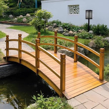 TT-YEL 4.6/5.9Ft Arched Backyard Garden Bridge, Outdoor Wooden Footbridge, Curved Walkway with Double Side Railings, Colorful Landscape Bridge, 1000Kg Load-Bearing, Pond Decoration,Yellow l140cm