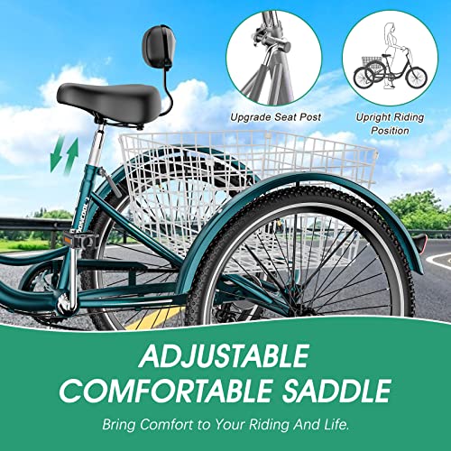 DoCred LILYPELLE Adult Tricycle 7 Speed, 3 Wheel Bike Adult Premium Blue